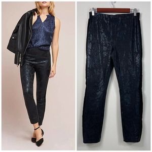 Anthropologie The Essential Foil-Printed Tuxedo Trousers Size 4 Black